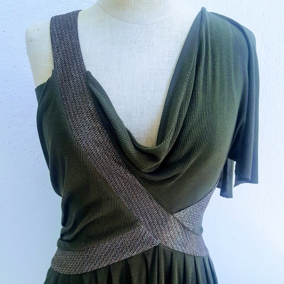 Pegah Anvarian Grecian Drape top sz 4 Metallic - Picture 1 of 7